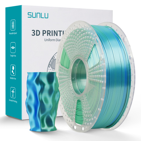 SUNLU SILK PLA+ 1.75mm 1kg DUAL Color Blue Green, multi, wielokolorowy, jedwabisty
