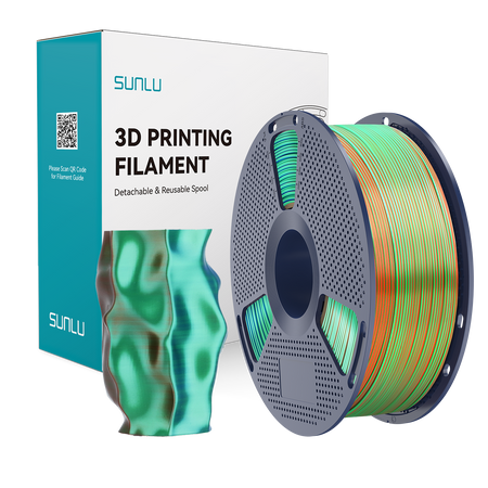 SUNLU SILK PLA+ 1.75mm 1kg TRI Color Orange Blue Green, multi, wielokolorowy, jedwabisty