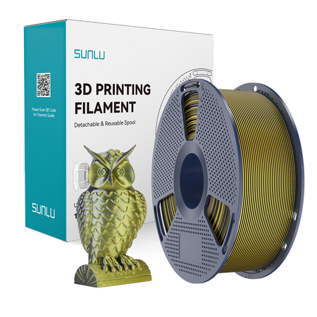 SUNLU SILK PLA+ 1.75mm 1kg DUAL Color Black Gold, multi, wielokolorowy, jedwabisty