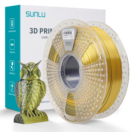 SUNLU SILK PLA+ 1.75mm 1kg DUAL Color Black Gold, multi, wielokolorowy, jedwabisty