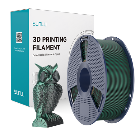 SUNLU SILK PLA+ 1.75mm 1kg DUAL Color Black Green, multi, wielokolorowy, jedwabisty