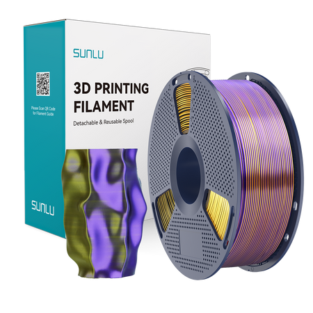SUNLU SILK PLA+ 1.75mm 1kg TRI Color Black Gold Purple, multi, wielokolorowy, jedwabisty